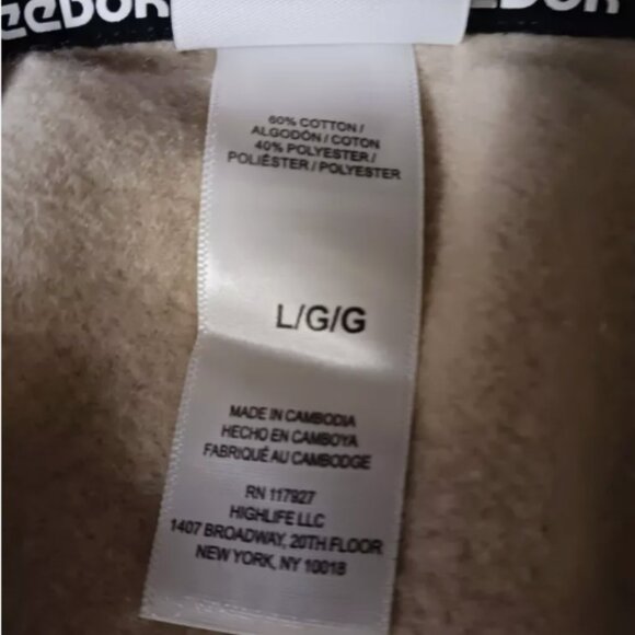 Reebok Hoodie Mens Size Large Beige Fleece Logo Long Sleeve Pullover Regular Fit - Picture 10 of 10